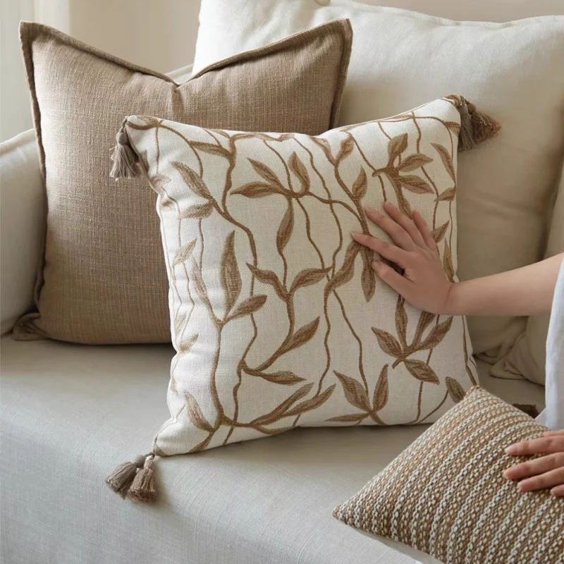 Orange Velvet Jacquard Pillow Art Abstract Painting Cushion Case Luxury Room Decorative Pillow Cover For Sofa Chair Home Decor
