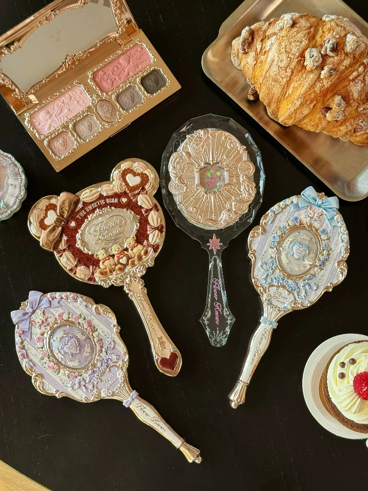 Flower Knows Handheld Makeup Mirror Air Cushion Comb All Series Relief Pattern Limited Color Makeup Tool Kit