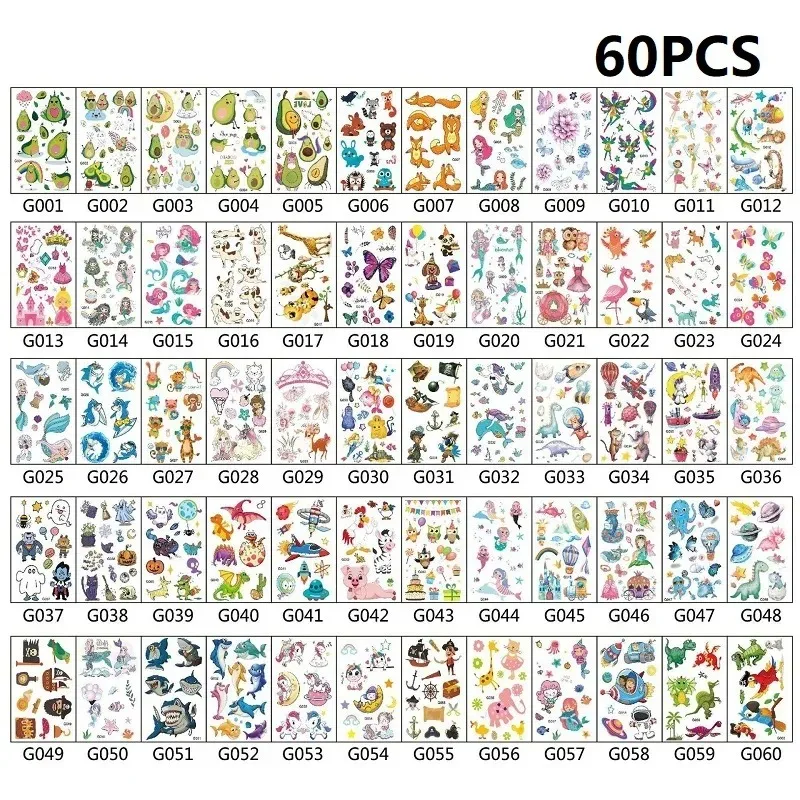 New 60PCS Waterproof Temporary Tattoo Sticker Tattoos Glitters Face Girls Boy Child Festival Mini Fake Tattoo ZS157
