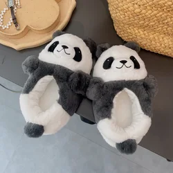 Highland Cow Panda Plush Slippers Indoor Fluffy Shoes Cute Animal Soft Home Anti-slip Slipper Footwear for Men Women