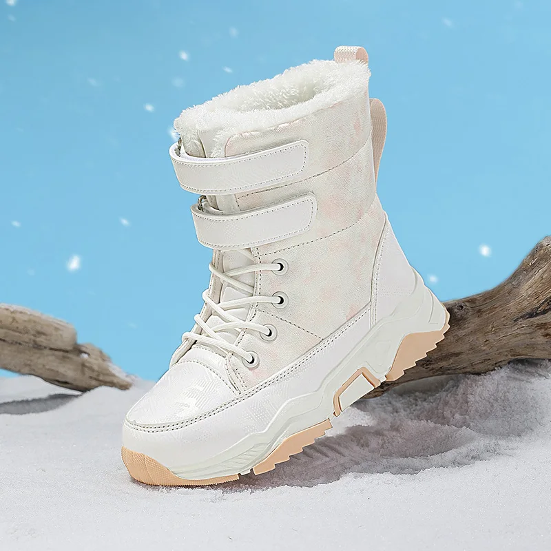 

Winter Thicken Girls Snow Boots New Fashion Plush Anti-Slip Kids Pu Leather Boots Comfortable Children Cotton Boots Size 30-39