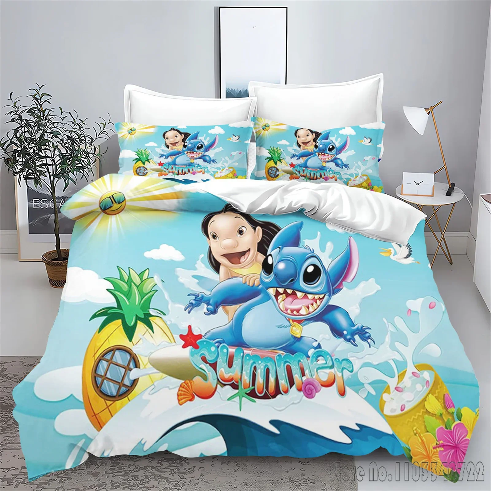  Stitch Anime Cartoon Love Child Duvet Cover Set HD Comforter Cover Bedclothes for Kids Bedding Sets Bedroom Decor