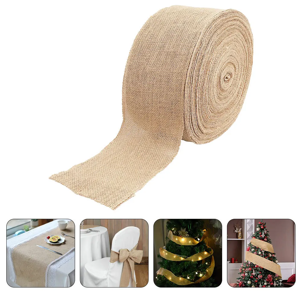 

1 Roll Jute Cloth 10M Long Durable Cuttable Diy Wrapping Ribbon For Christmas Gift Decoration Party Supplies Craft Decorative