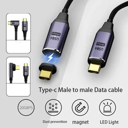 Pd 100W Usb4 Magnetische Type C Kabel 2M 20Gbps 8K @ 60Hz Voor Macbook Pro Ipad Air Samsung S22 Ultra S21 Snel Opladen Kabel