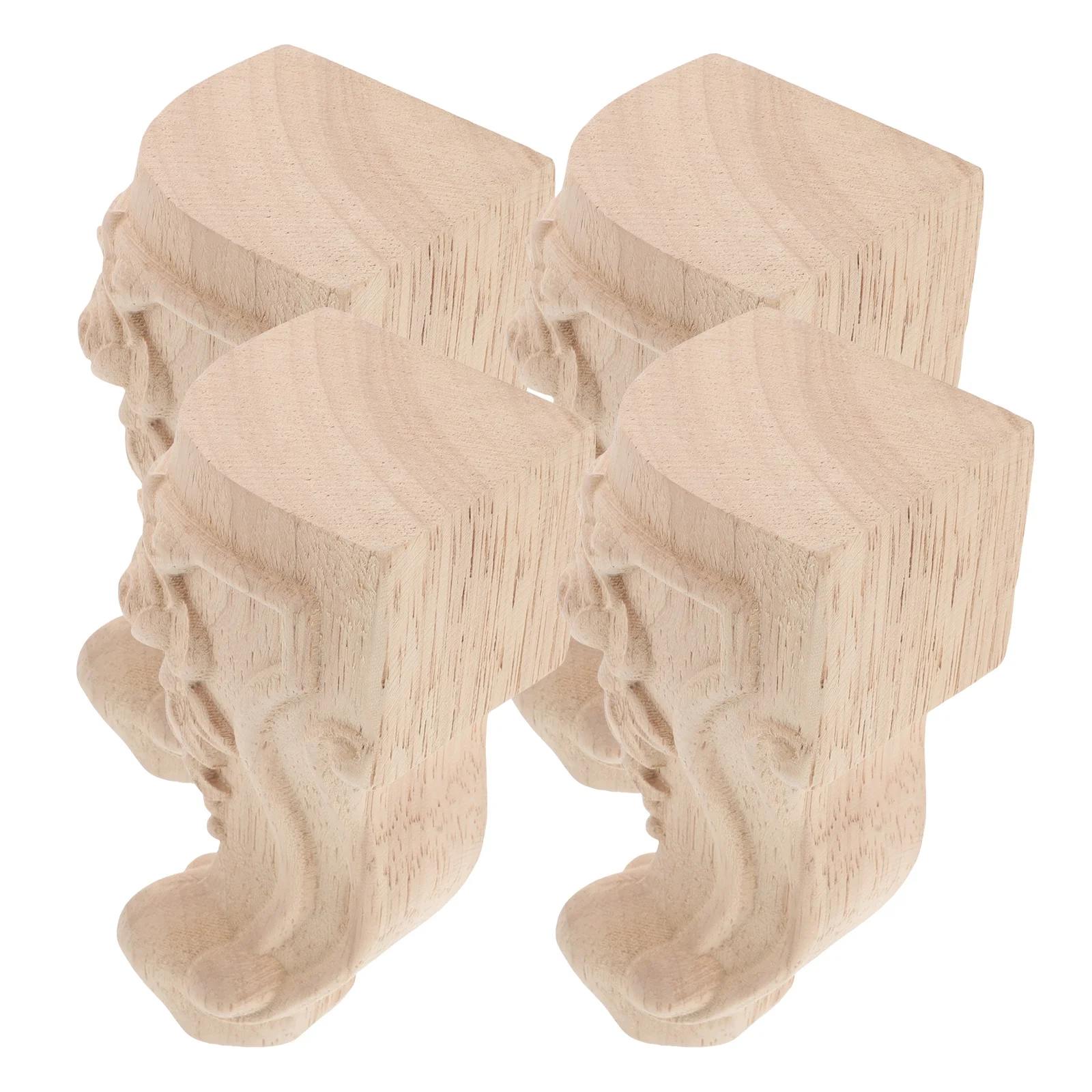 

4pcs Solid Wood Table Legs Furniture Feet Dresser Support DIY Wooden Legs Modern Carving Stylish Home Decor Versatile