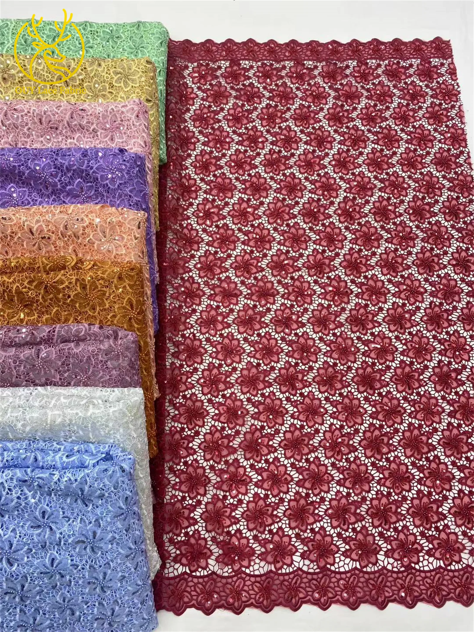 Hot Sale African Water Soluble Rope Lace Fabric African Lace Fabric 2025 High Quality Nigeria For Wedding French Lace Fabrics