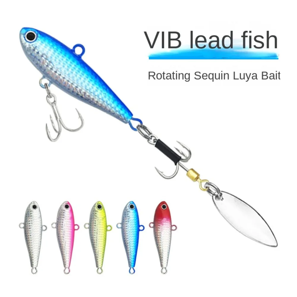 1pc New With Hook Metal Fishing Bait Wobblers Crankbaits Vibration VIB Lure Rotate Electroplated Spoon Fishing Lure Ice Fishing