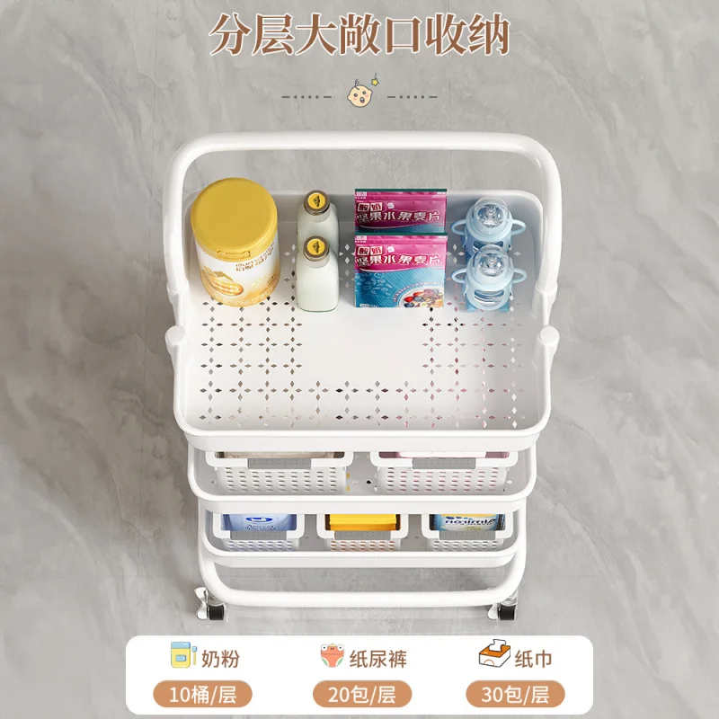 Custom Small Cart Storage Rack Kitchen Floor Multi-layer Bathroom Toilet Mobile Bedroom Snack Storage Rack