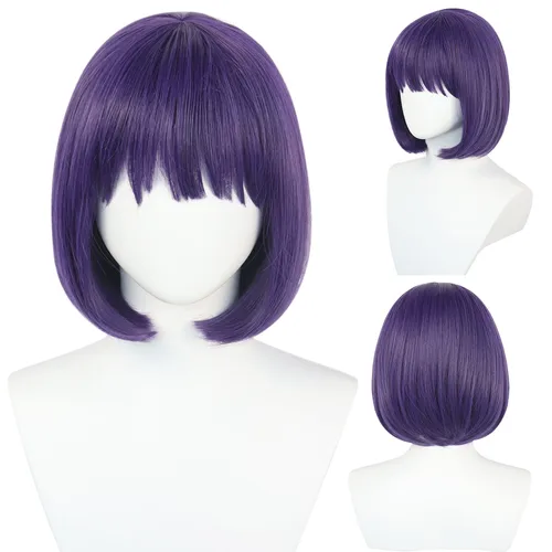Imagen 1 del producto School Short Purple My Dress-Up Darling Kitagawa Marin Peluca de cosplay para niñas sintética recta de 12 pulgadas para Halloween Navidad