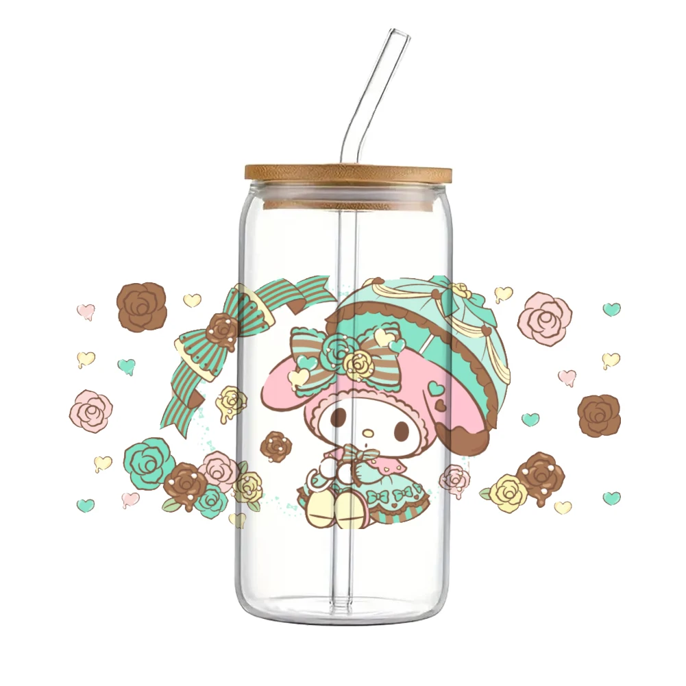 Sanrio Friend Cartoon My Melody UV DTF Transfer Sticker Waterproof Transfers Decals For 16oz Glass Cup Wrap Stickers