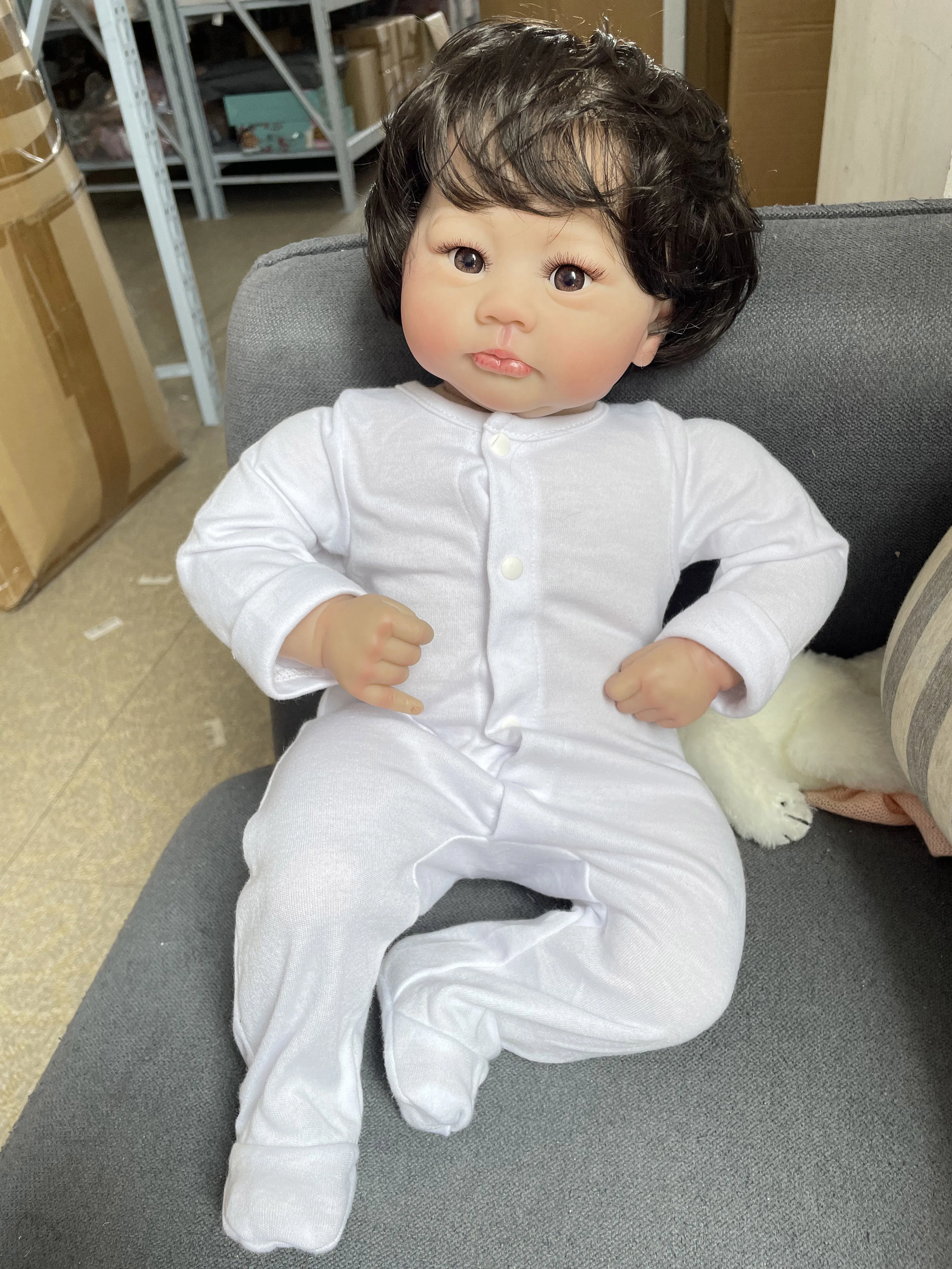 19inch Lali Soft Cloth Body Lifelike Soft Touch Cuddly Newborn Reborn Baby Doll Multiple Layers Painting 3D Skin Girls Gift