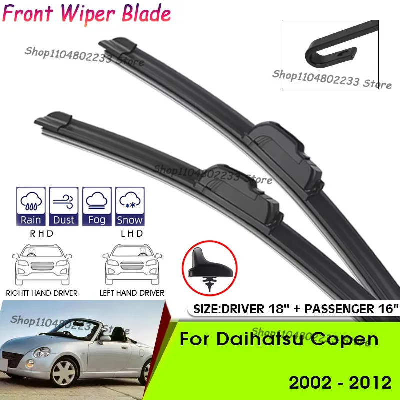 

Front Car Windshield Wiper Cleaning Blades For Daihatsu Copen 2002-2012 Windshield Windscreen Front Window Blades 18"+16"