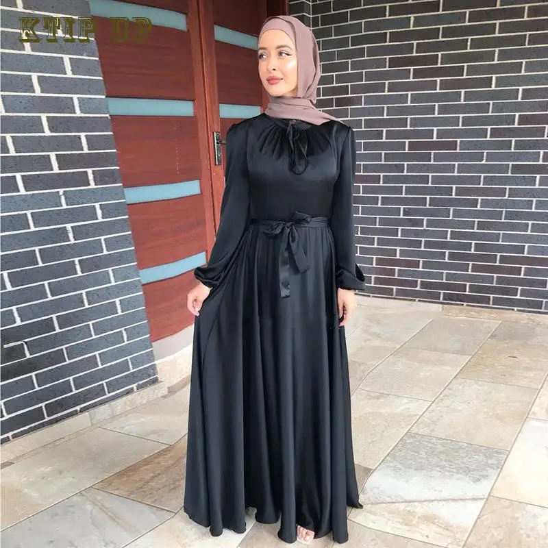 Jalabiya-Women Abaya Satin Evening Dresses, Dubai, Luxury, Turkey, Arabic Dress, Women's Long Robe