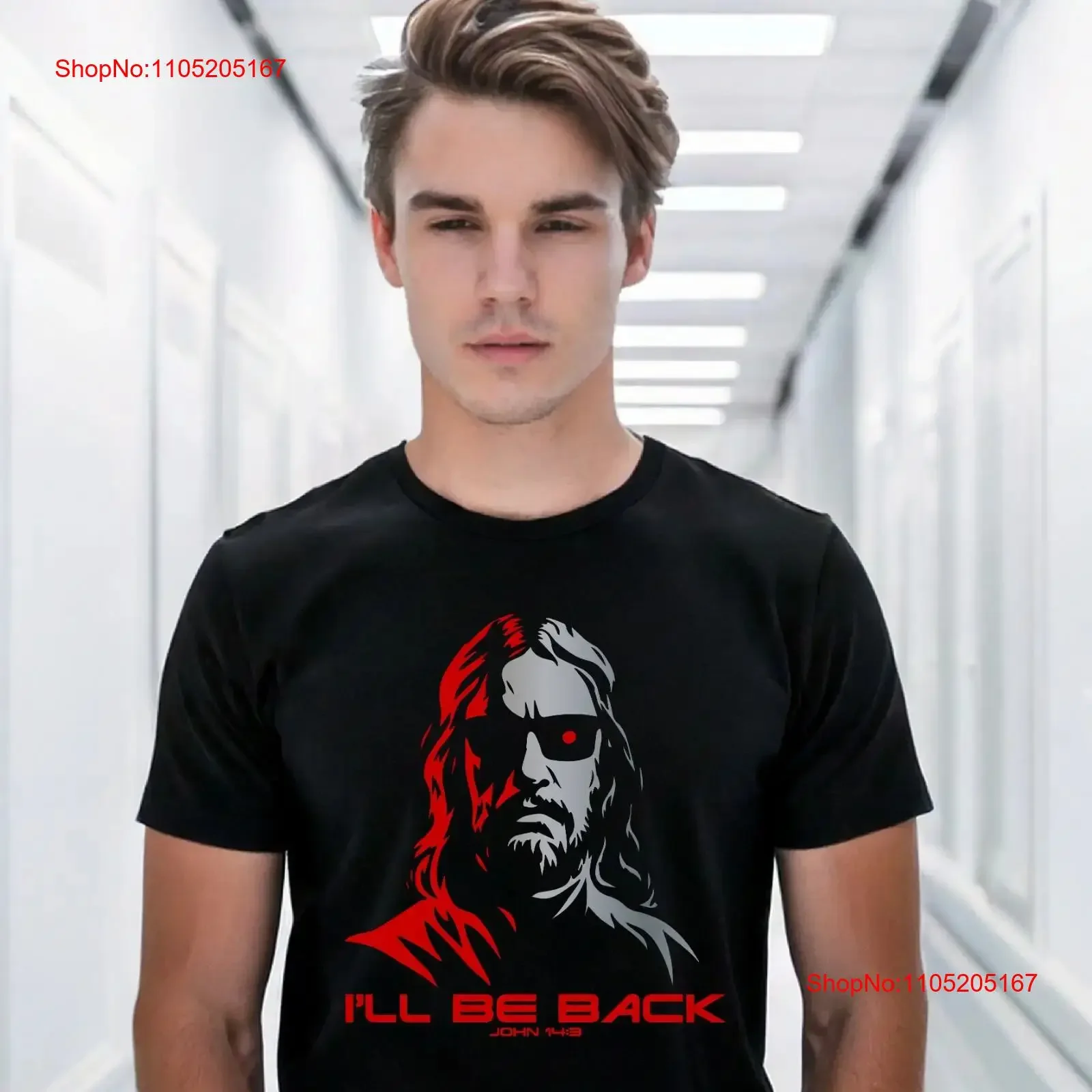 Jesus I'll Be Back T Shirt Christian Terminator Resurrection Christ vintage Washed Slightly Stretched homme Breathable graphic
