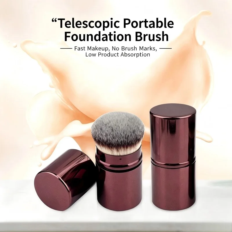 1 Pcs New Telescopic Foundation Make-up Brush Magic No Trace No Eating Portable Foundation Make-up Brush with Cover Clean