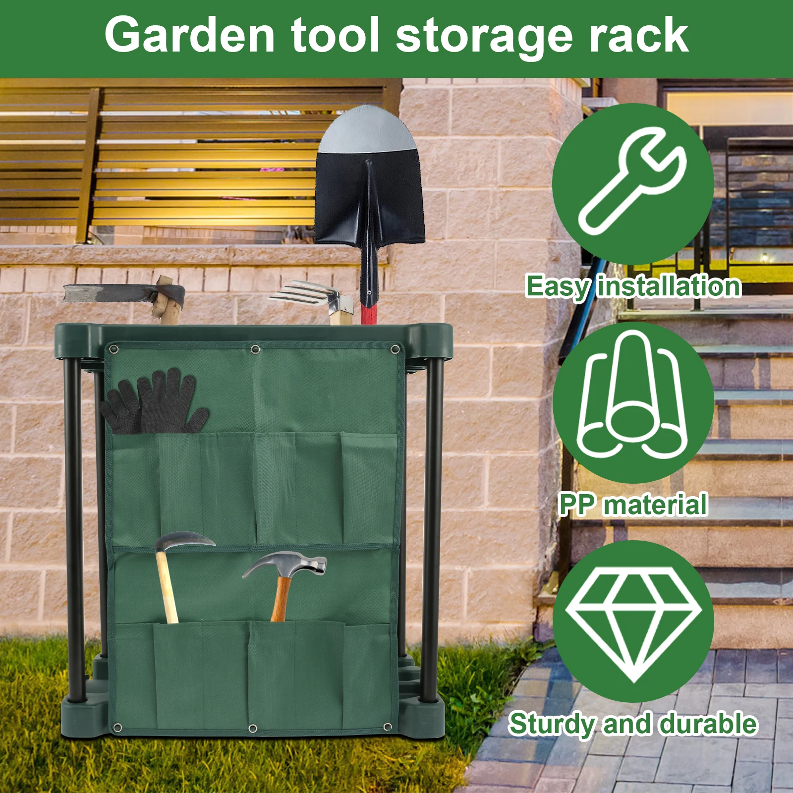 Tool Storage Rack 33 Compartments Large Garden Tool Organizer Lightweight Construction Farm Tool Household Multi-Purposes Stand