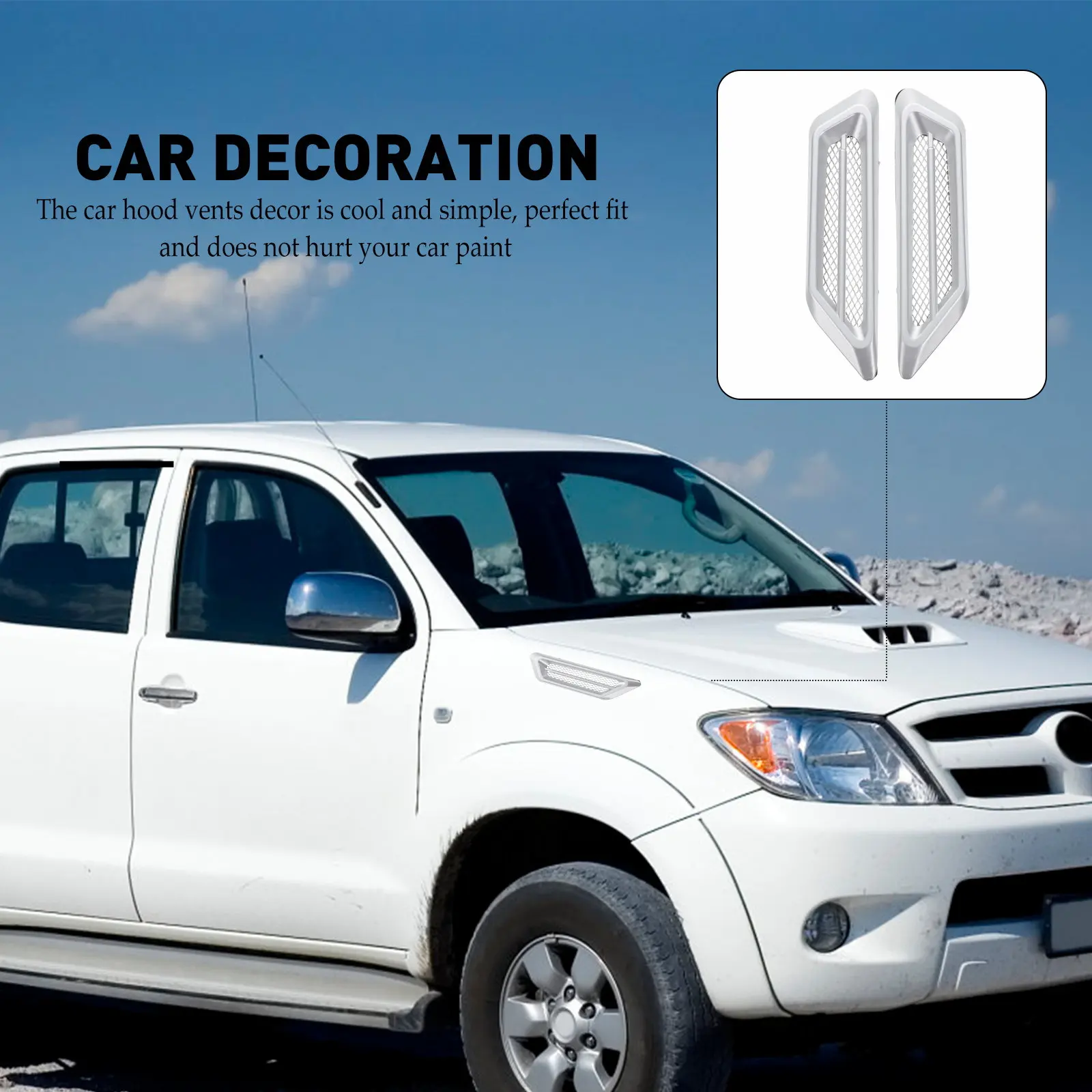 1Pair Shark Gills Air Flow Vent Sticker ABS Car Side Vent Decoration Easy Peel and Stick No Drill Custom Car Body Decor Auto