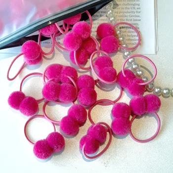 5 sztuk solidna podwójna pluszowa kulka elastyczne opaski do włosów dla dzieci dziewczyny gumki do włosów akcesoria do włosów krawaty kucyk nakrycia głowy