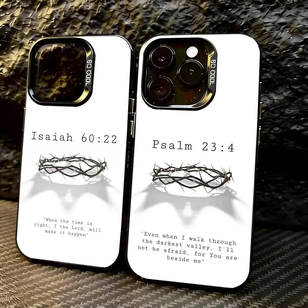 

Jesus Bible Verse Christian Phone Case For iPhone 17,16,15,14,13,12,11 Plus,Pro Max,XS,Colorful Silver Black Cover