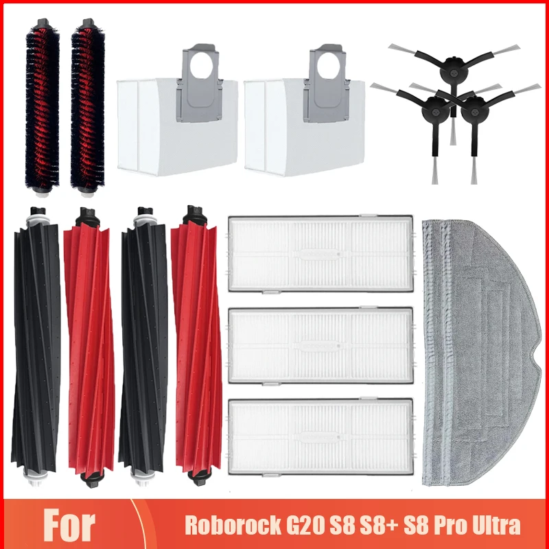 Hepa تصفية أكياس الغبار ل Roborock G20 S8 S8 + S8 برو الترا روبوت مكنسة كهربائية أجزاء الرئيسية الجانب فرشاة ممسحة القماش الملحقات