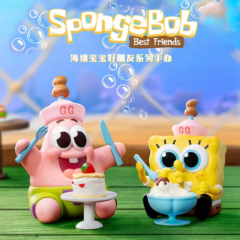 

New Pop Mart Spongebob Best Friends Series Mystery Blind Box Collectible Vinyl Figures Cartoon Desktop Ornament Kids Toys Gifts