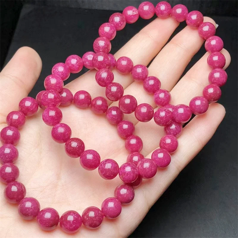 

Natural Ruby Bracelet Handmade Women Healing Gemstone Crystal Strand Bangles Lovers Girlfriend Jewelry Gift 1PCS 9MM