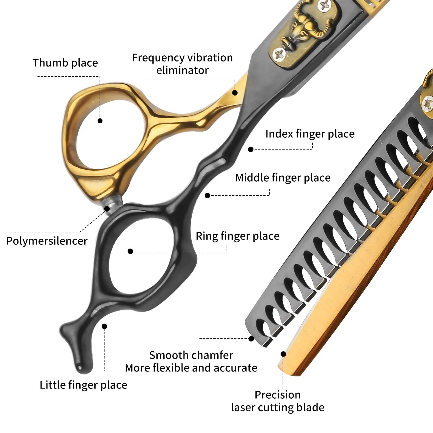 6pcs Professional Haircut Scissors Barber Scissors Hair Thinning Shears, Sharp And Durable Barber Hairdressing Tools Chunker
