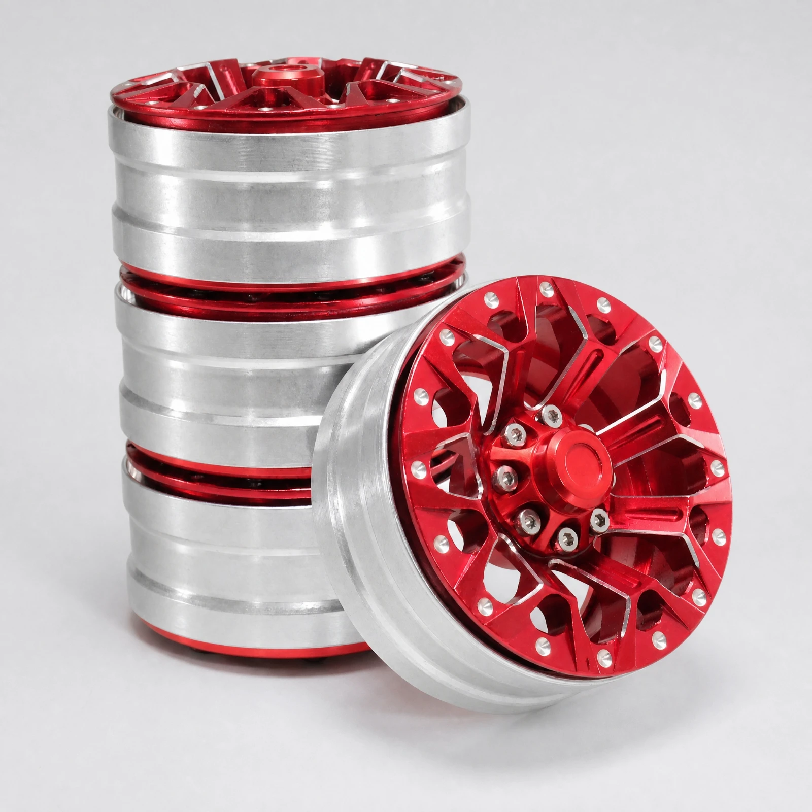 4 Pieces RC Wheel Hub Easy to Install 1.9 Inch Aluminum Alloy RC Crawler Wheel Hub 1.9 Inch Beadlock Wheels Crush Resistant
