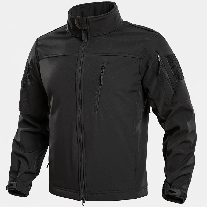 Men's Tactical Softshell Jacket Fleece Lined Water Resistant Windbreaker Military Full Zip Outdoor Coat for Hiking with Pockets