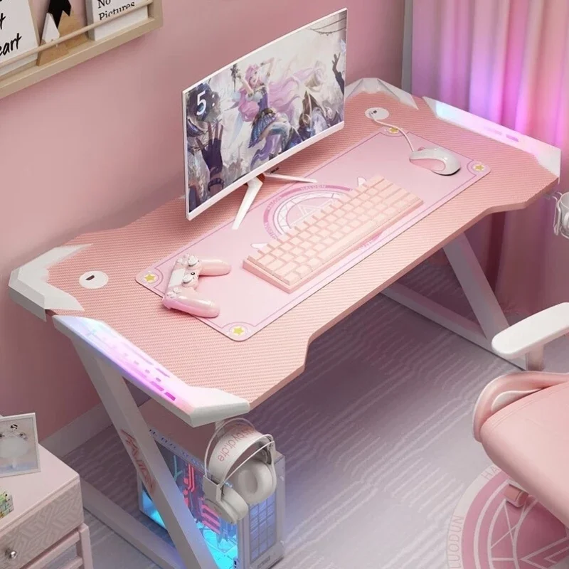 Q Pink Light Luxury Computer Desks Organizers Fashion Quality Ergonomic Computer Desks Console Setup Escritorios Salon Furniture