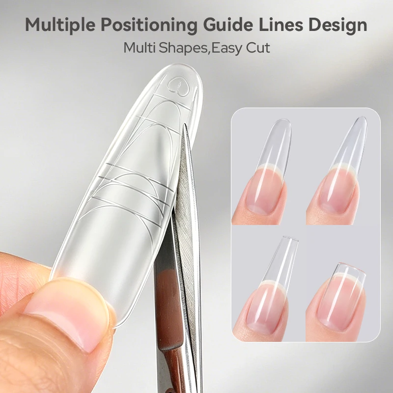 BORN PRETTY Matte Long Oval Press On Nail Tips 300PCS 15Sizes Full Cover Pre-scaled Acrylic Fake Nail Extensions DIY Manicure