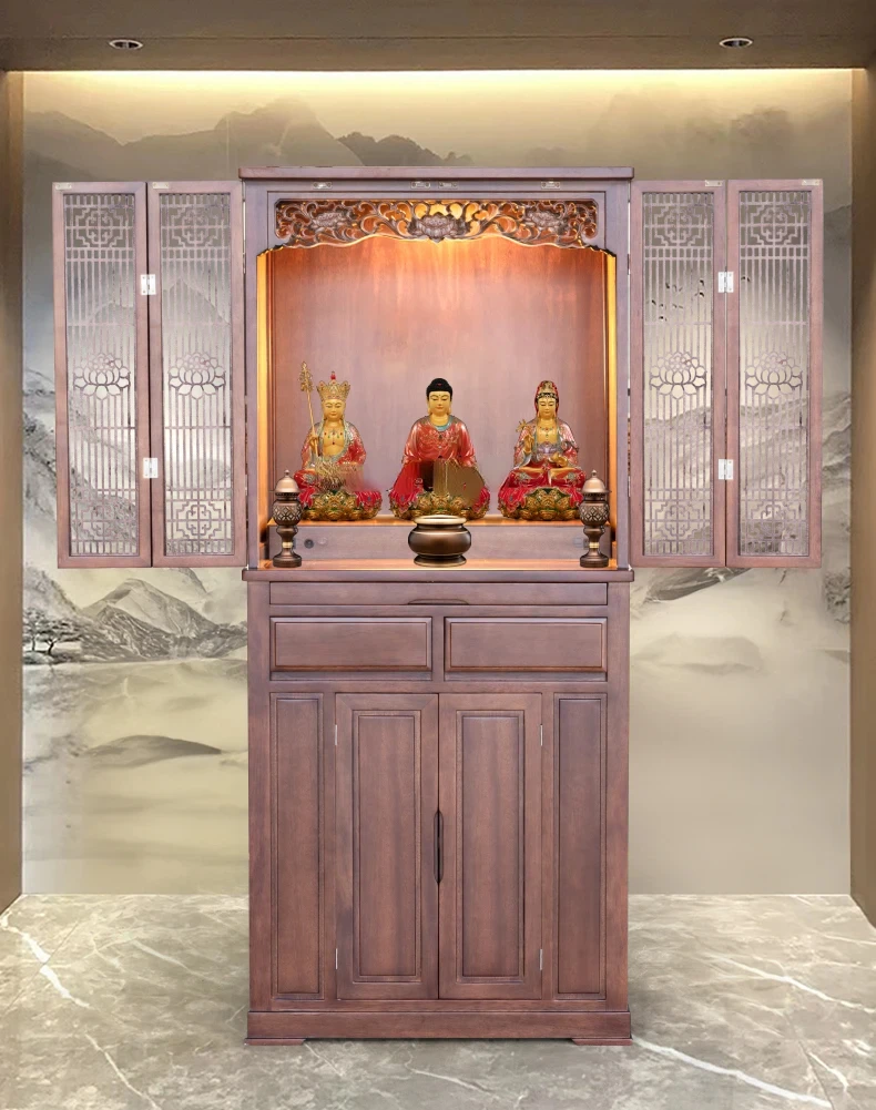 

Корпус Будды из массива дерева, домашний шкаф Будды, стол Гуаньинь, предмет удачи, новый китайский шкаф для одежды, современный простой