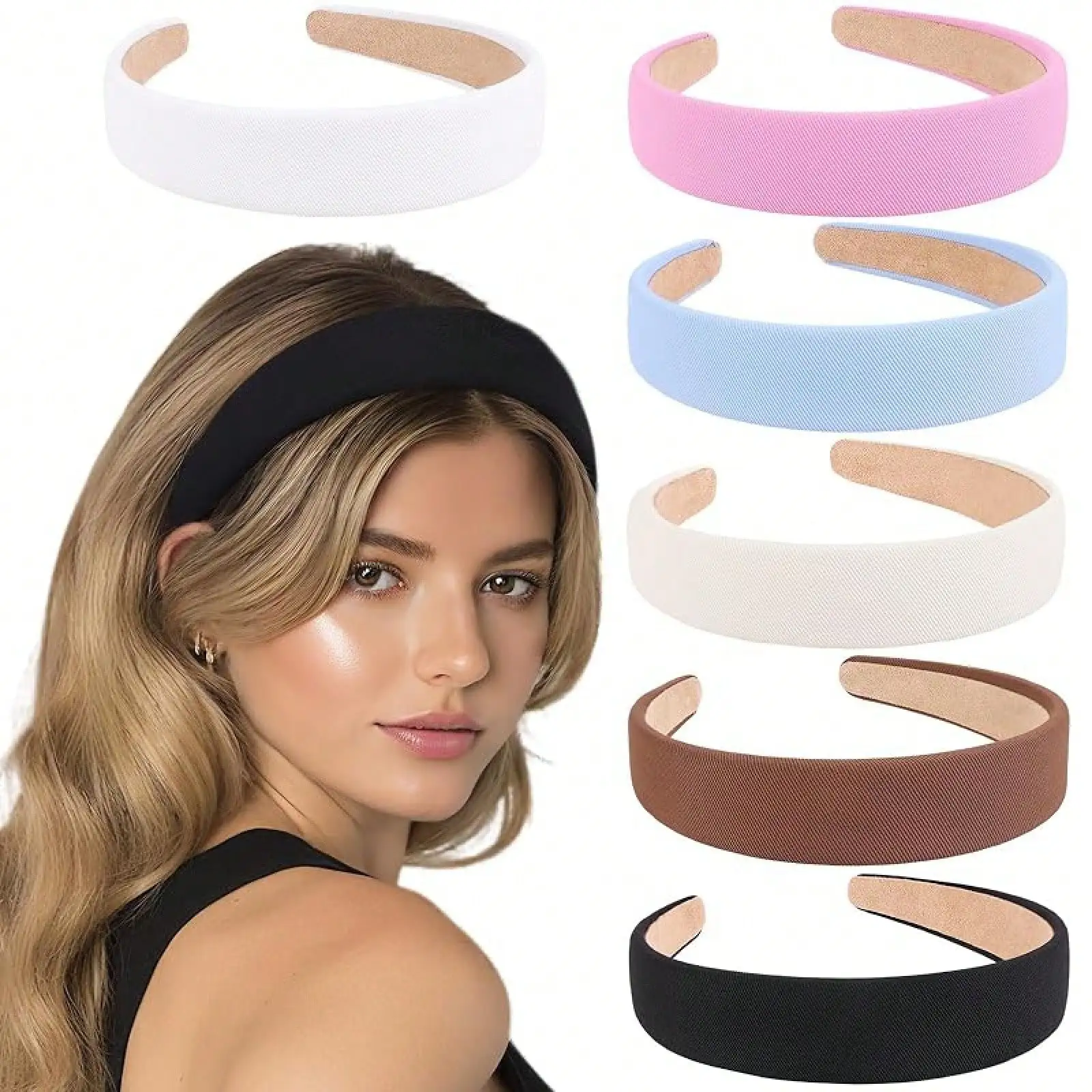 

6 Pcs Headbands For Women Cute Thick Solid Color Headbands Non-Slip Hard Headband Plastic Hairband Fashion Accessories For Womenhalloween