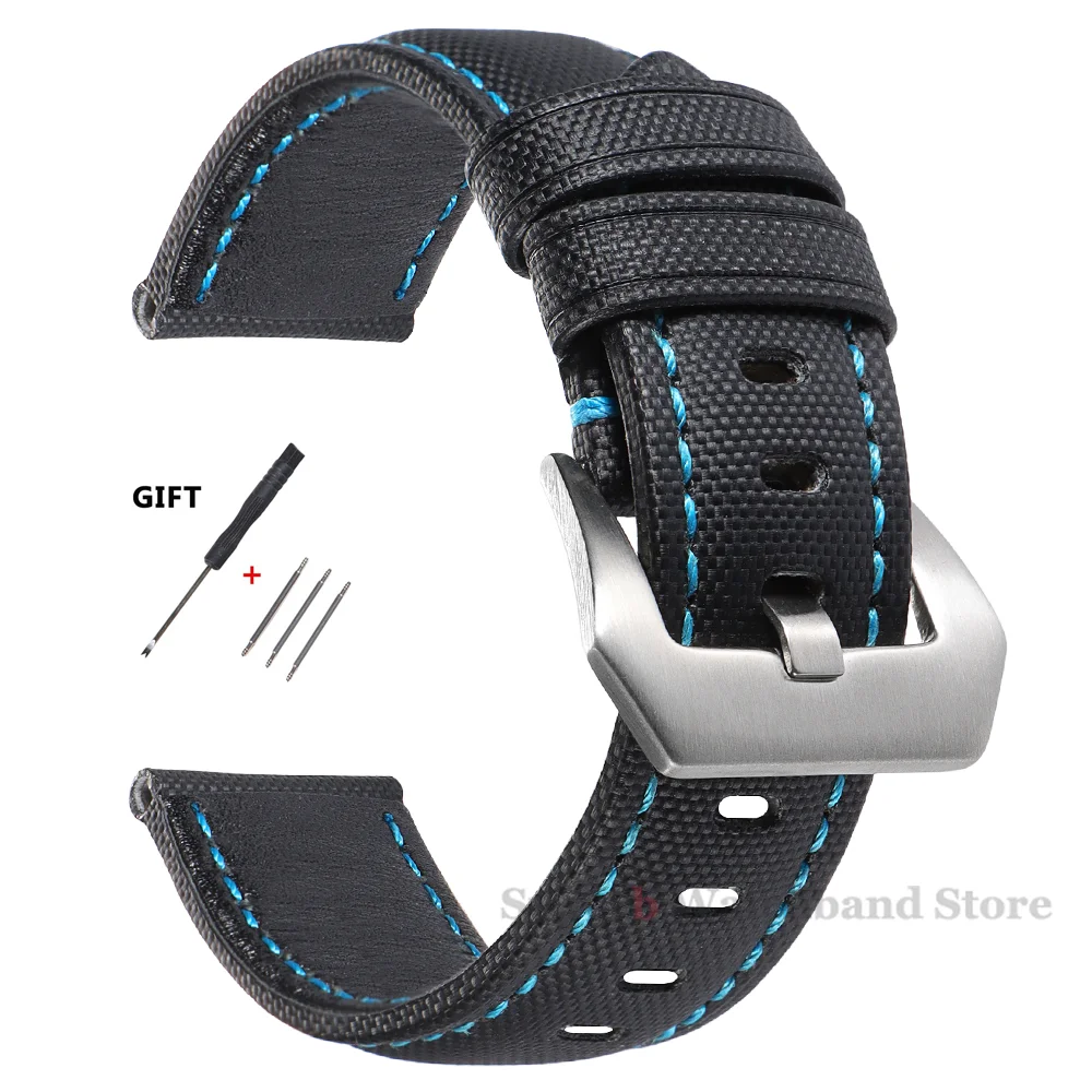 

20mm 22mm 24mm 26mm Nylon Leather Watchband For Citizen for Seiko Men Women Canvas Fabric Watch Strap for Huawei Watch Gt4/3/2