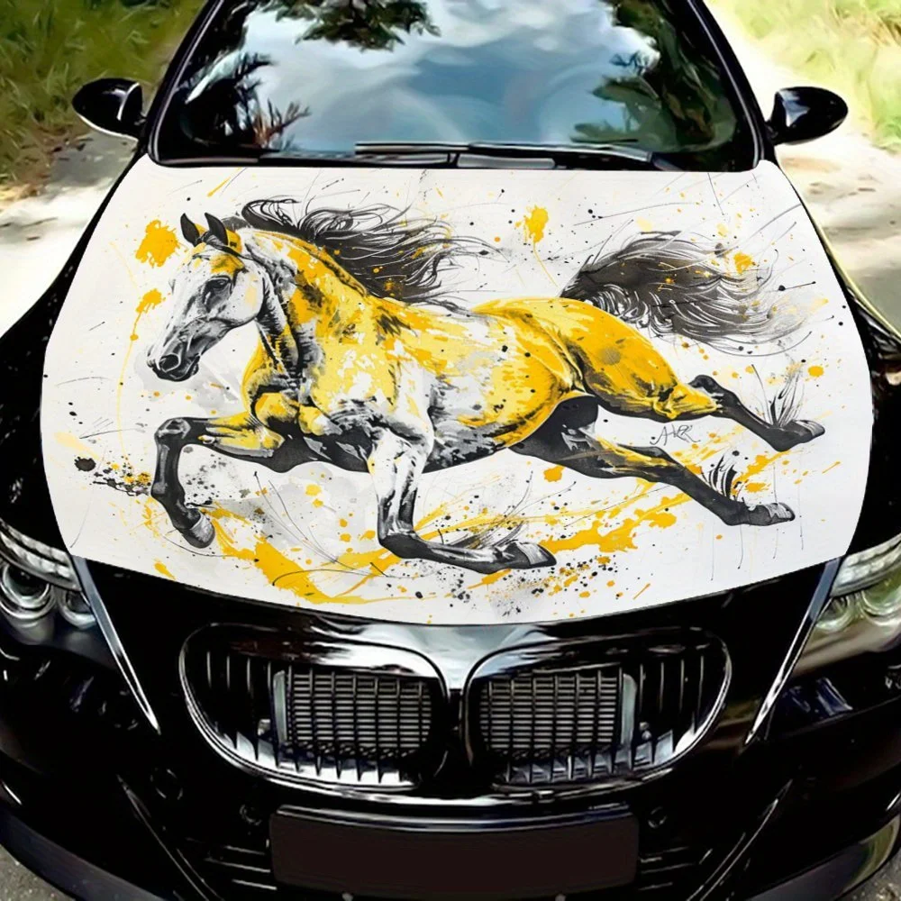 Flying gallop horse car hood truck sticker vinyl decal, interpreting the wildness