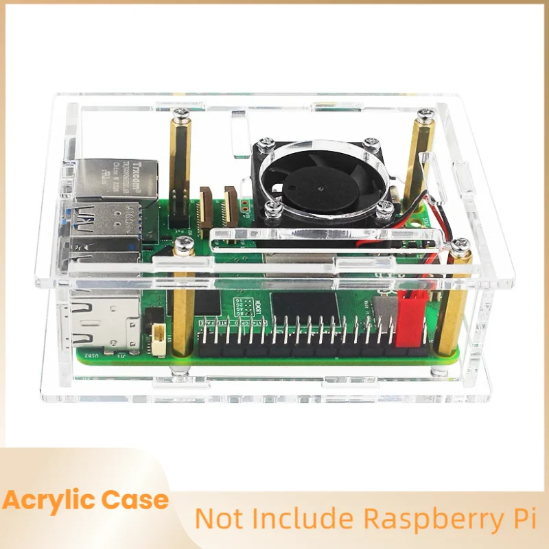 라즈베리 파이 5 아크릴 케이스, 투명 쉘 투명 박스 커버, 라즈베리 파이 5 용 냉각 선풍기 옵션