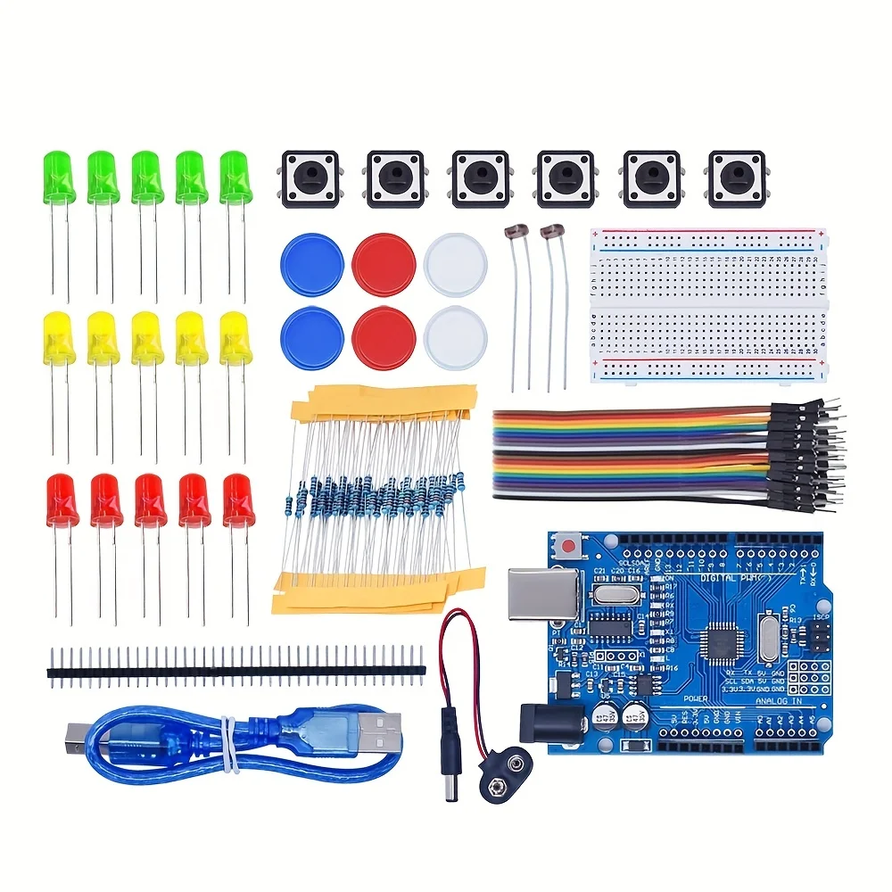 Eletrônico Starter Kit para UNO R3 Arduino, Circuito Eletrônica, 12 em 1, programável, Engenharia, Codificação, Educação, STEAM