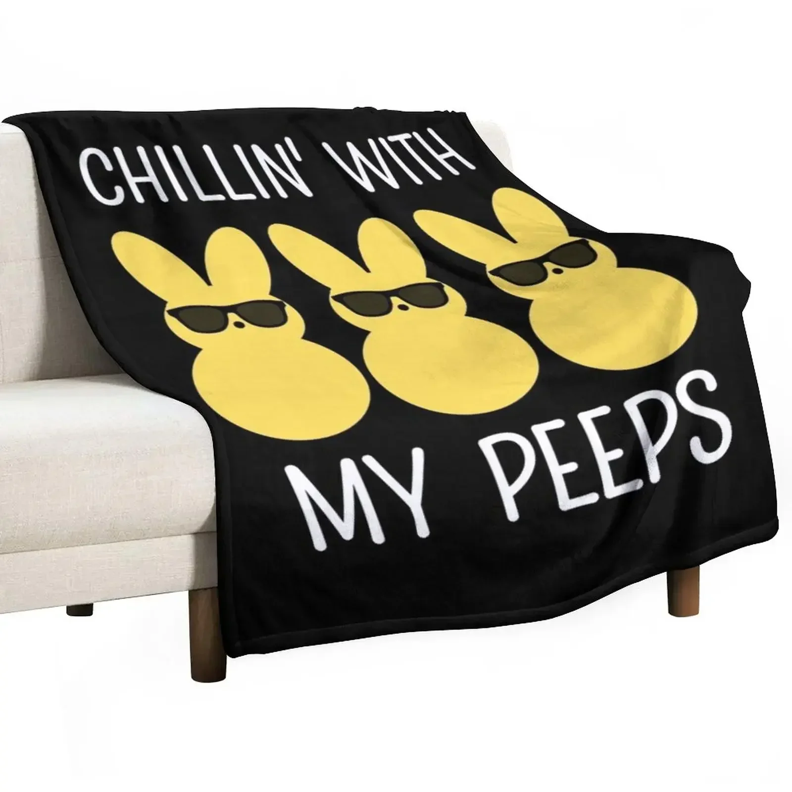 

chillin' with my peeps easter kids Throw Blanket Cute Bed linens Kid'S bed plaid Blankets