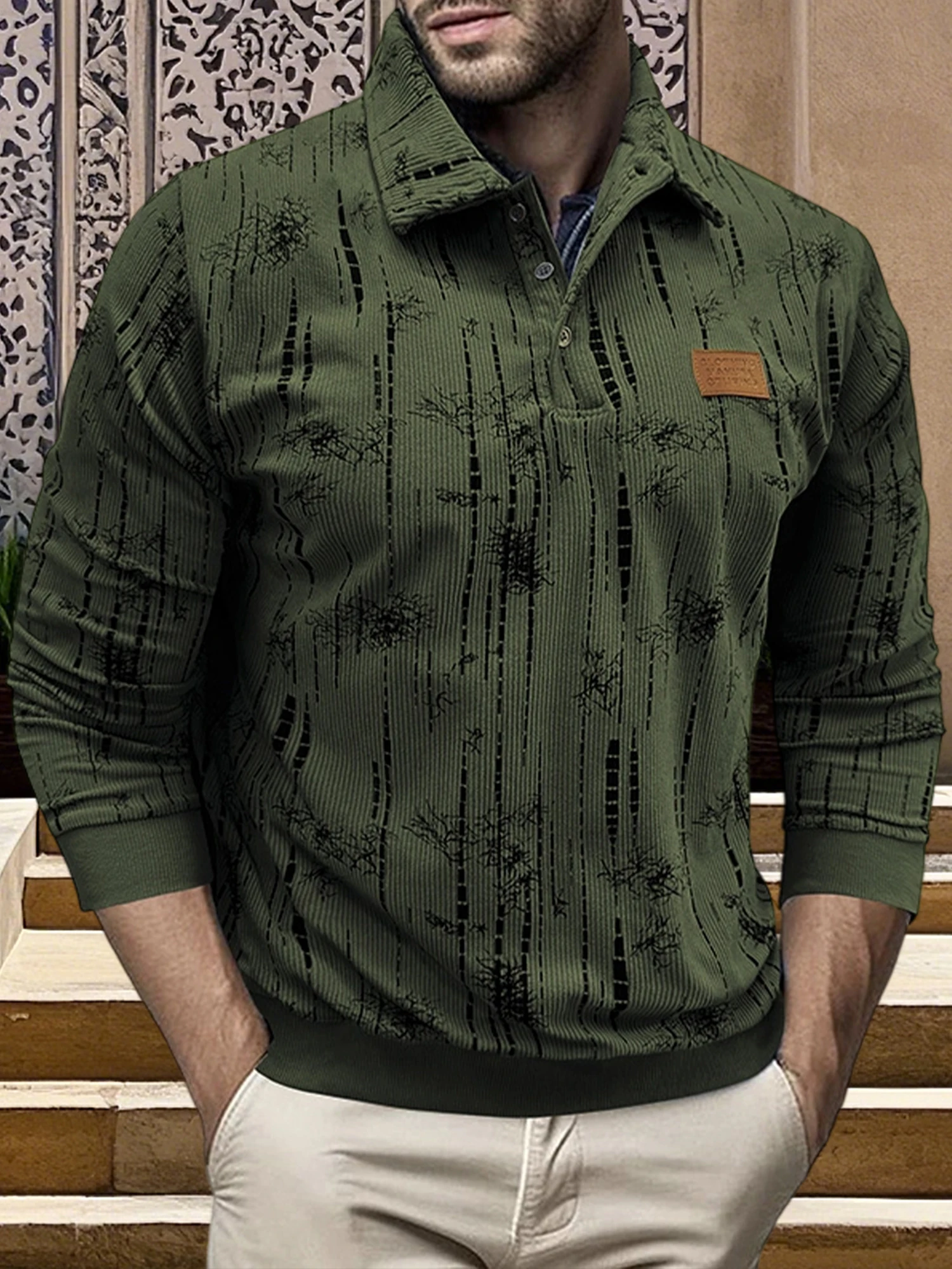 

Men s Stylish Knit Pullover Sweater with Half Button-up Collar and Loose Fit for Autumn and Winter Fashion