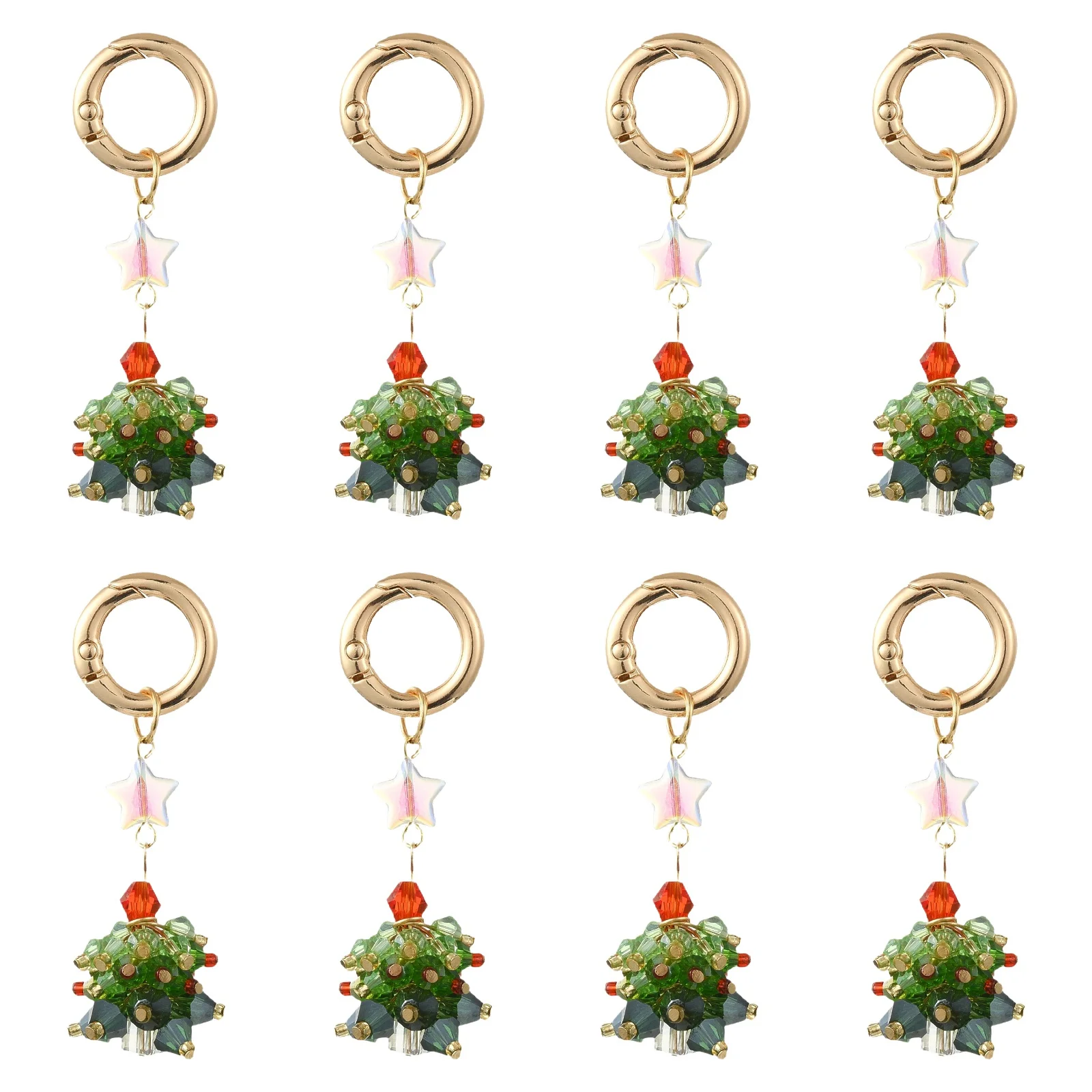 PandaHall 8 Stück Glas- und 304 Edelstahl-Weihnachtsbaumanhänger, dunkelgrüne Feiertagsdekoration für DIY-Schmuckherstellung und Bastelarbeiten. – Detail 1
