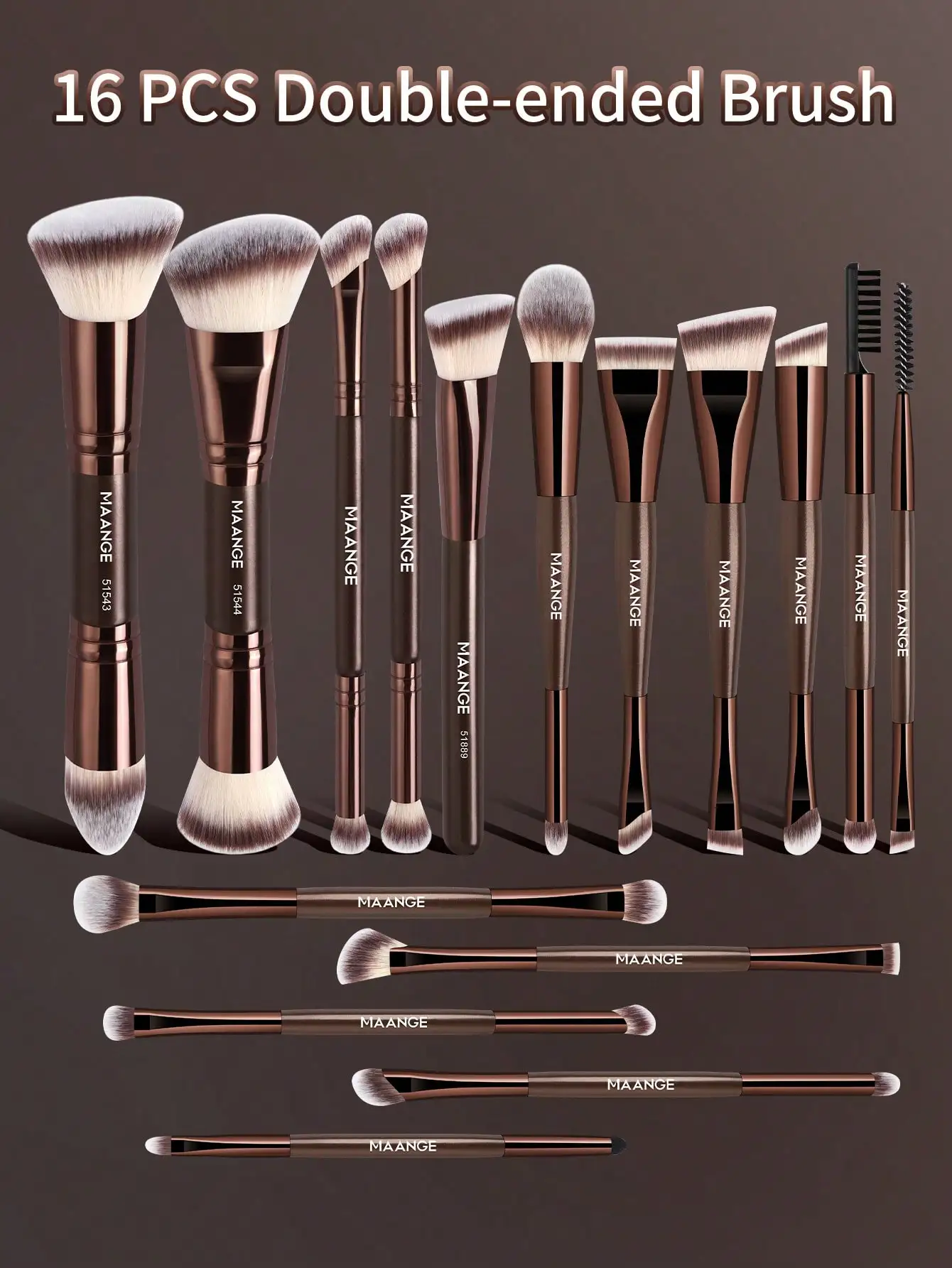 MAANGE 16/17/22/38pcs Professional Makeup Brush Set, Includes Dual-Ended Travel Mak0eup Brushes + Storage Bag, Contains Foundation Brush, Face Brush, Highlighter Brush, Powder Brush, Blush Brush, Concealer Brush, Contour Brush, Nose Brush,