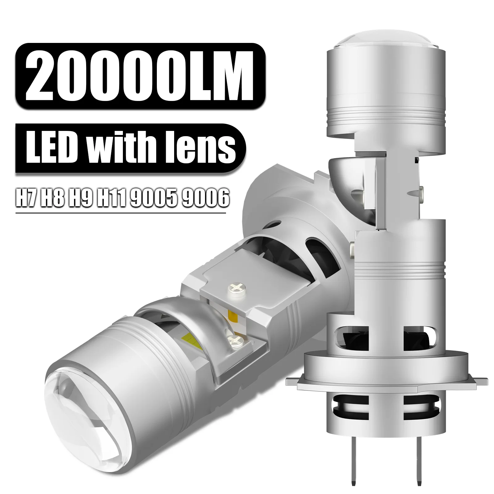 Car H7 Led Headlight CANBUS No Error H8 H9 H11 9005 9006 LED H7 H16JP With Lens Lights Bulb Car Automobiles Parts Accessories