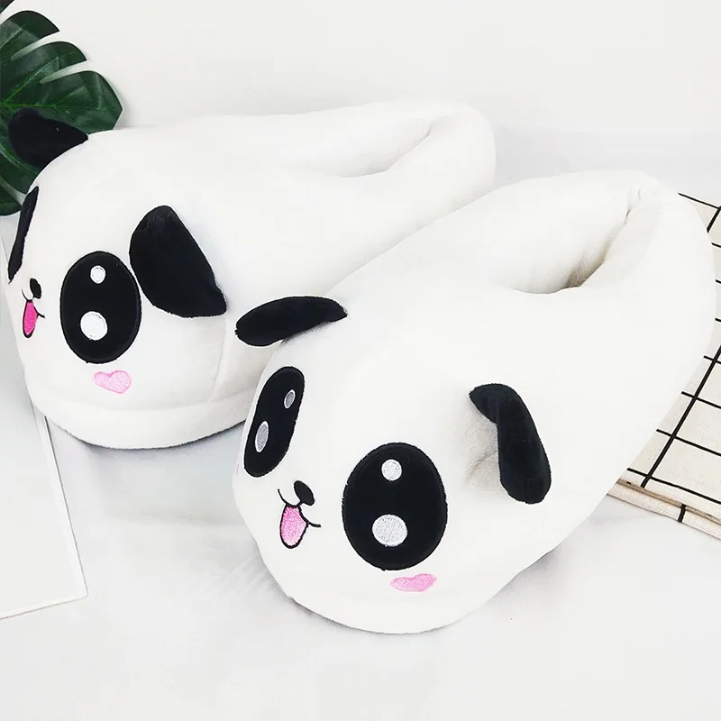 

Lovely Panda Slippers Women Casual Indoor Shoes Ladies Slip-on Cotton Loafers Female's Footwear Non-slip White Fluffy Slipper