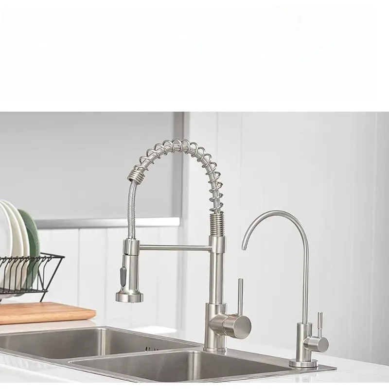 

Кухонный очиститель воды из матовой нержавеющей стали 304, очиститель питьевой воды с прямым управлением, вращающийся кран с одним отверстием