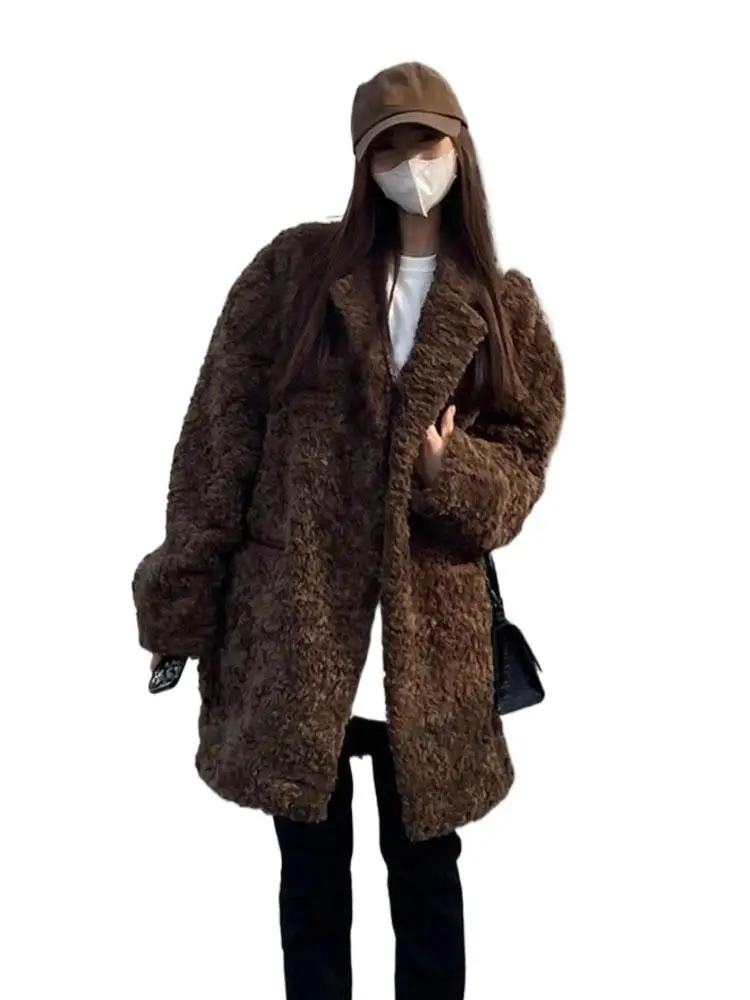 

2025 Women's Clothing Loose Thick Faux Fur Coat Winter New 1116