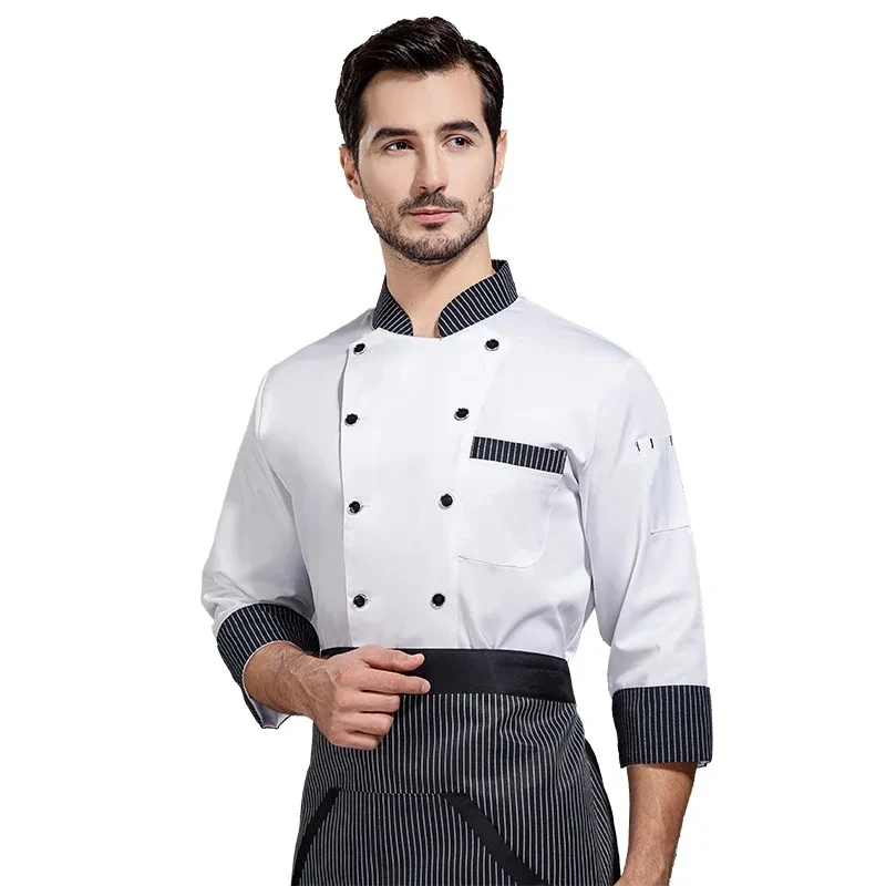 Monos de manga larga para hombre, ropa de cocina trasera para restaurante, comedor, tienda de pasteles, uniforme de Chef de panadero, monos de Hotel, Otoño e Invierno