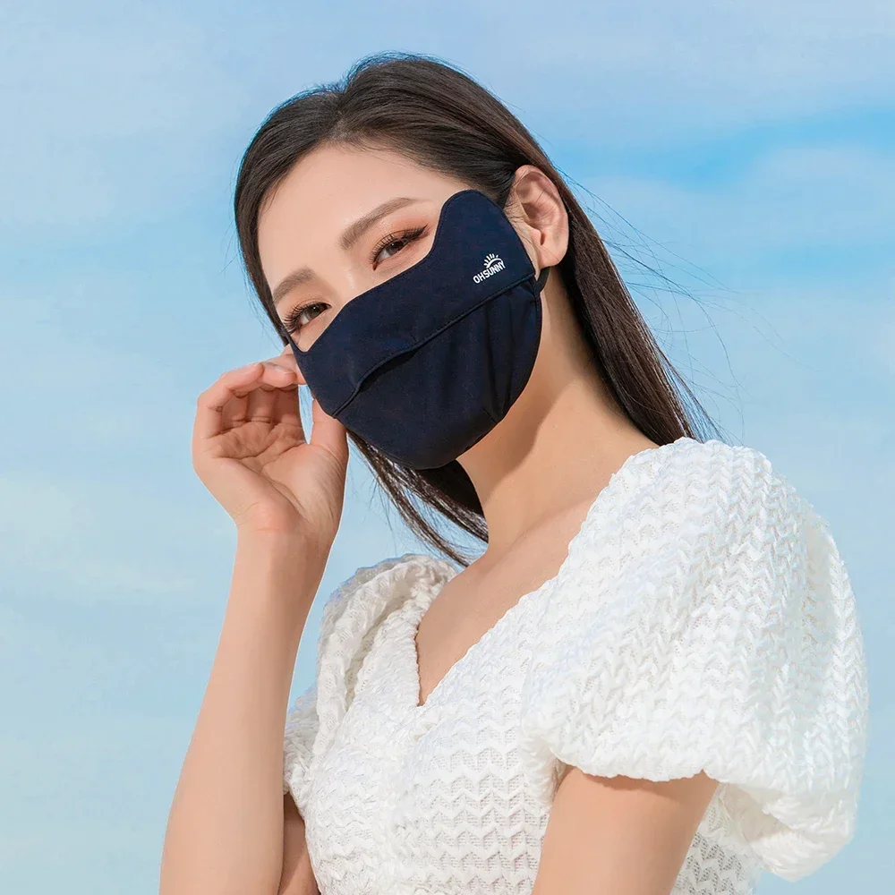 OhSunny New Face Cover Summer Outdoor Anti-UV Sun Protection Quick Dry Open Nose Breathable Cooling Fabric Solid Color Masks