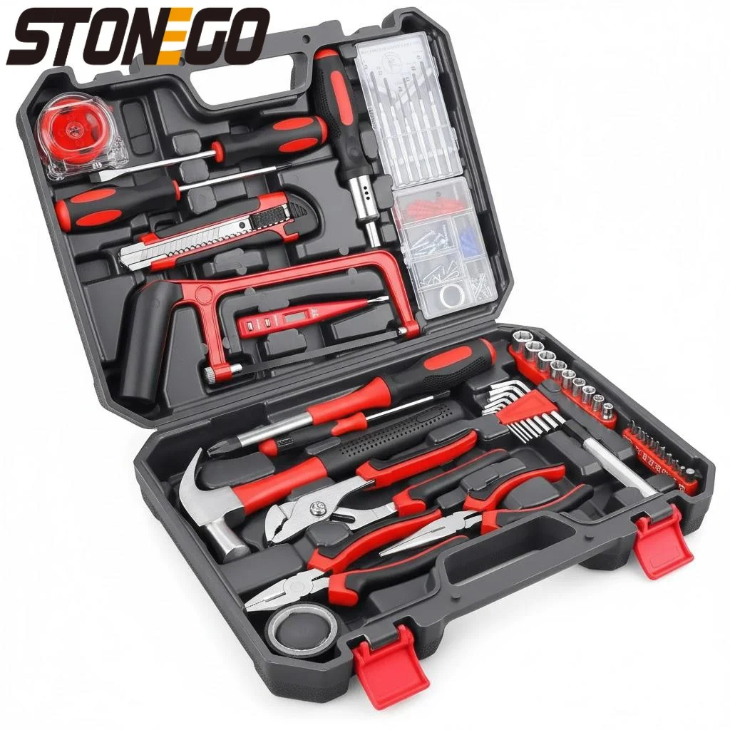 19pcs 43pcs 108pcs DIY Hand Tool Kit Set with Saw Screwdriver Hammer Tape Wrench Pliers for Home Improvement and Repair