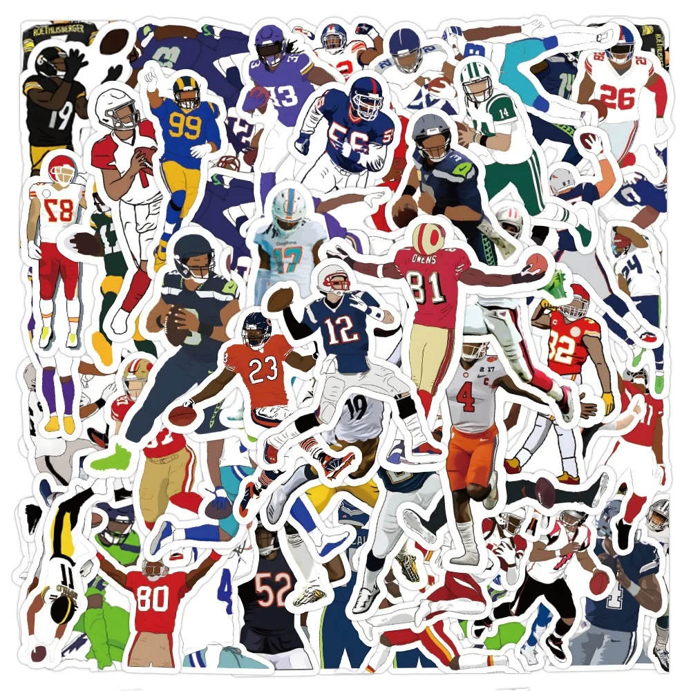 10/30/50PCS Football NFL Player Stickers Creative iPad Mobile Phone Helmet Car  Guitar DIY Wall Sticker Toy Decoration Wholesale