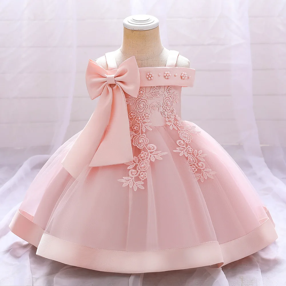 

6 12 24 36 Months Baby Girls Dress Big Bow Wedding Party Elegant Little Princess Dress Kids Birthday Present Christmas Vestidos